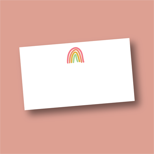 his collection features charming cards measuring 3.5"x2". They are the perfect size to slip into a lunchbox, attach to a gift, or tuck into the pocket of a loved one. Our delightful Rainbow Bitty Note cards and add a touch of sweetness to your messages.