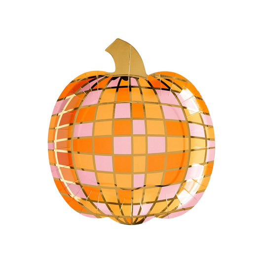 Get ready to boogie and munch with our Disco Pumpkin Paper Plate! Perfect for spicing up your Halloween party with funky vibes, this plate is perfect for serving killer snacks. 