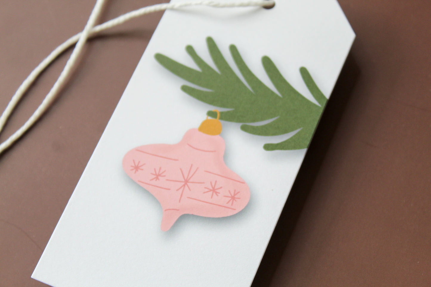 Pink Vintage Christmas Ornament gift tags