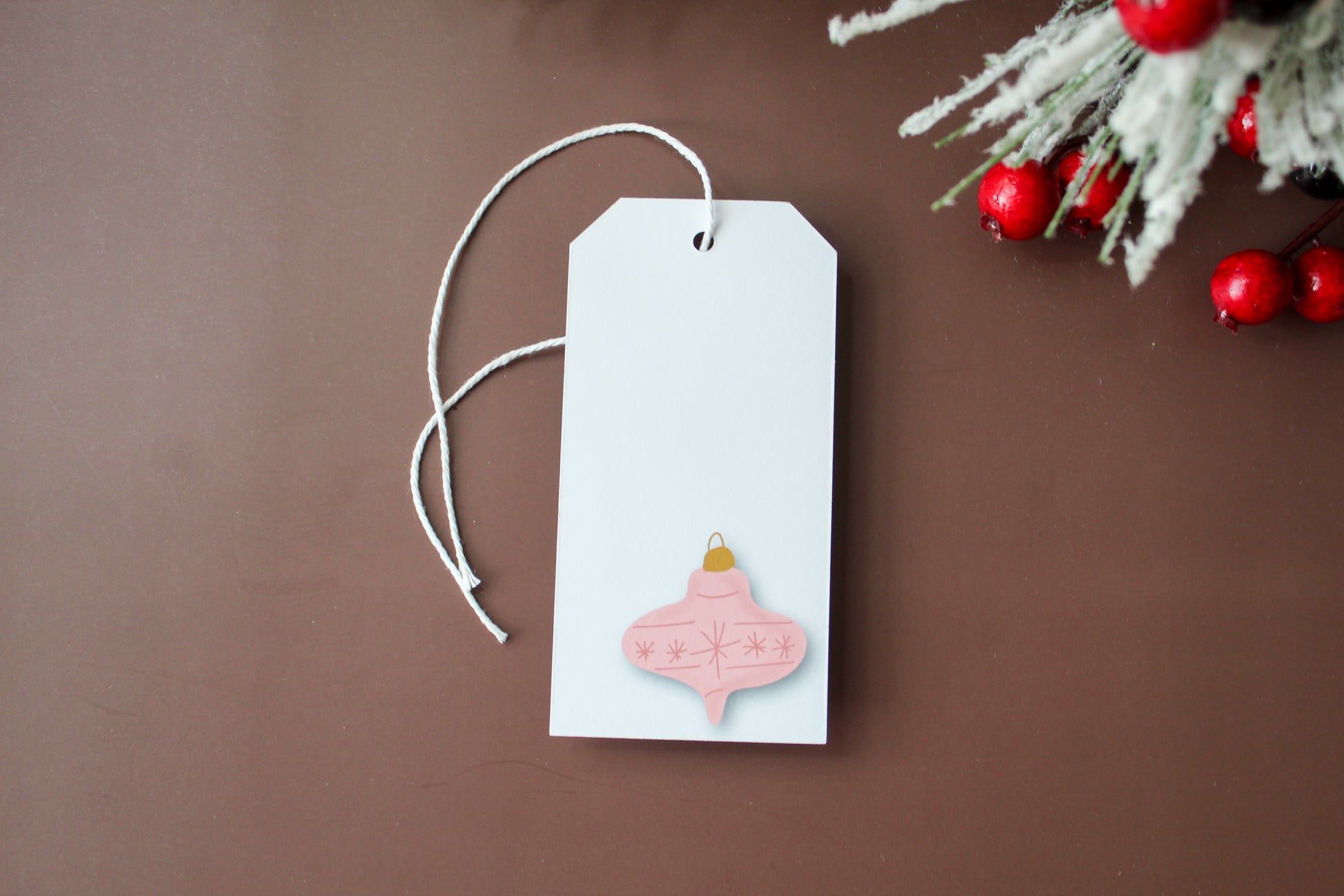Pink Vintage Christmas Ornament gift tags