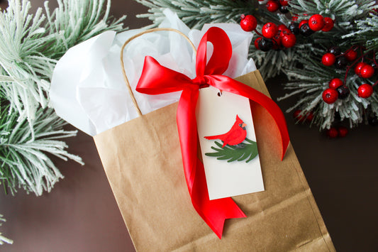 Our Cardinal Red Bird Christmas gift tags add a festive touch to your holiday presents. These cute tags come in sets of eight and include pre-cut string.