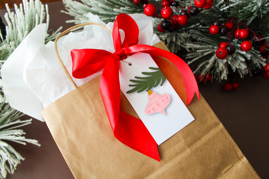 Pink Vintage Christmas Ornament gift tags
