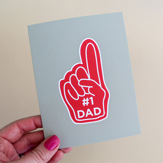 #1 Dad Sports Fan Hand Fathers Day Greeting Card