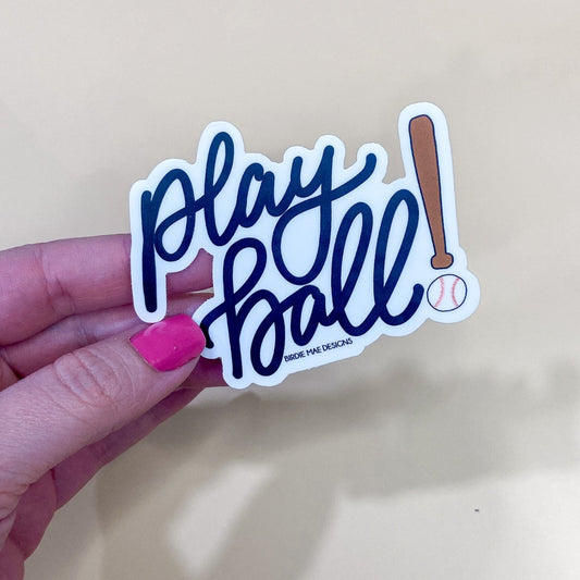 Baseball 'Play Ball' Sticker. Water bottle Sticker.Crafted from robust vinyl and dishwasher-safe, Stanley Cup sticker, Yeti Cup Sticker