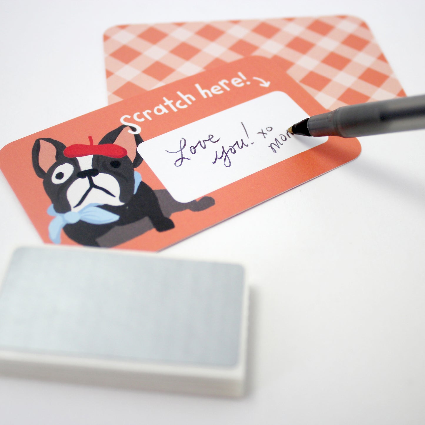 24 scratch-off lunchbox notes! Simply write your own special handwritten message in the designated area, cover it with the scratch-off sticker provided, and scratch to reveal your hidden message! These tiny notes are the perfect size to slip into a lunch bag or coat pocket of someone special. Animal Scratch off note cards