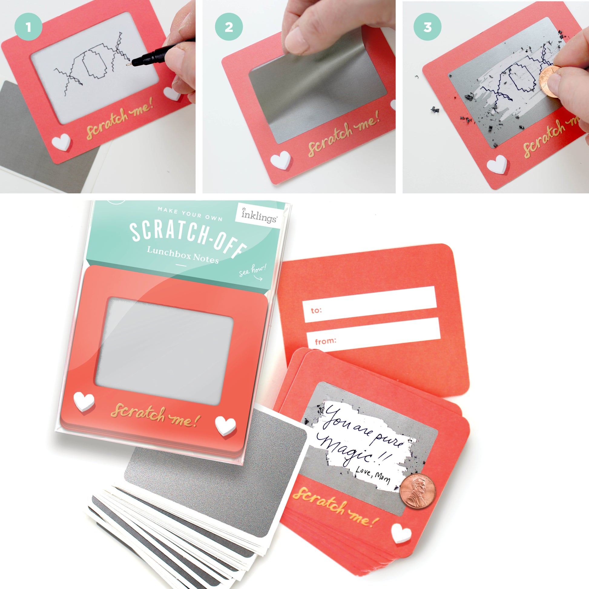 Scratch-a-Sketch scratch off notecards, fun lunchbox note cards