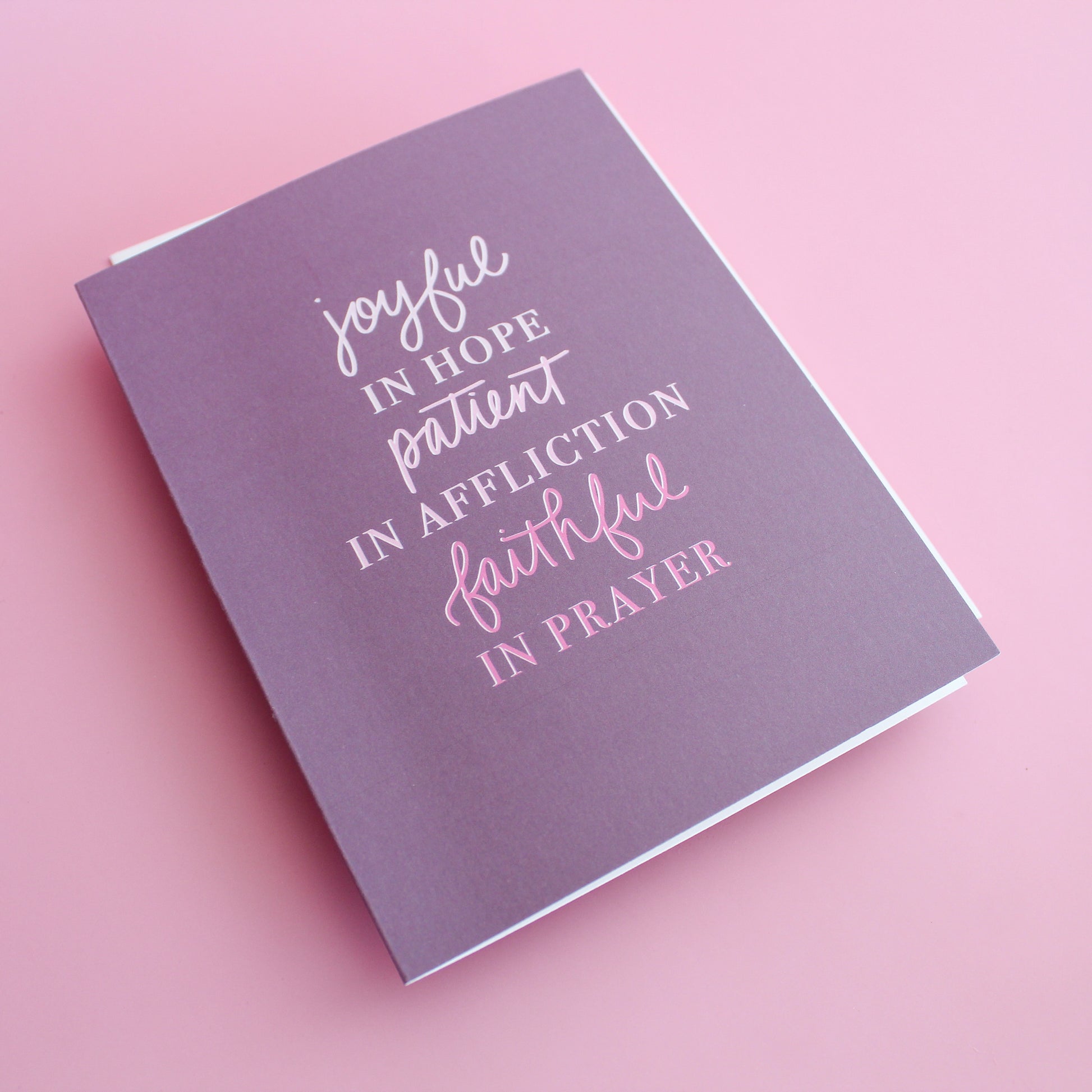 Joyful in Hope, Patient in Affliction, Faithful in Prayer Greeting Card | Life Motto Collection, christian greeting card, bible verse greeting card, inspirational greeting card, easter, baptism, confirmation, religious greeting card, life motto greeting card, motivational greeting card