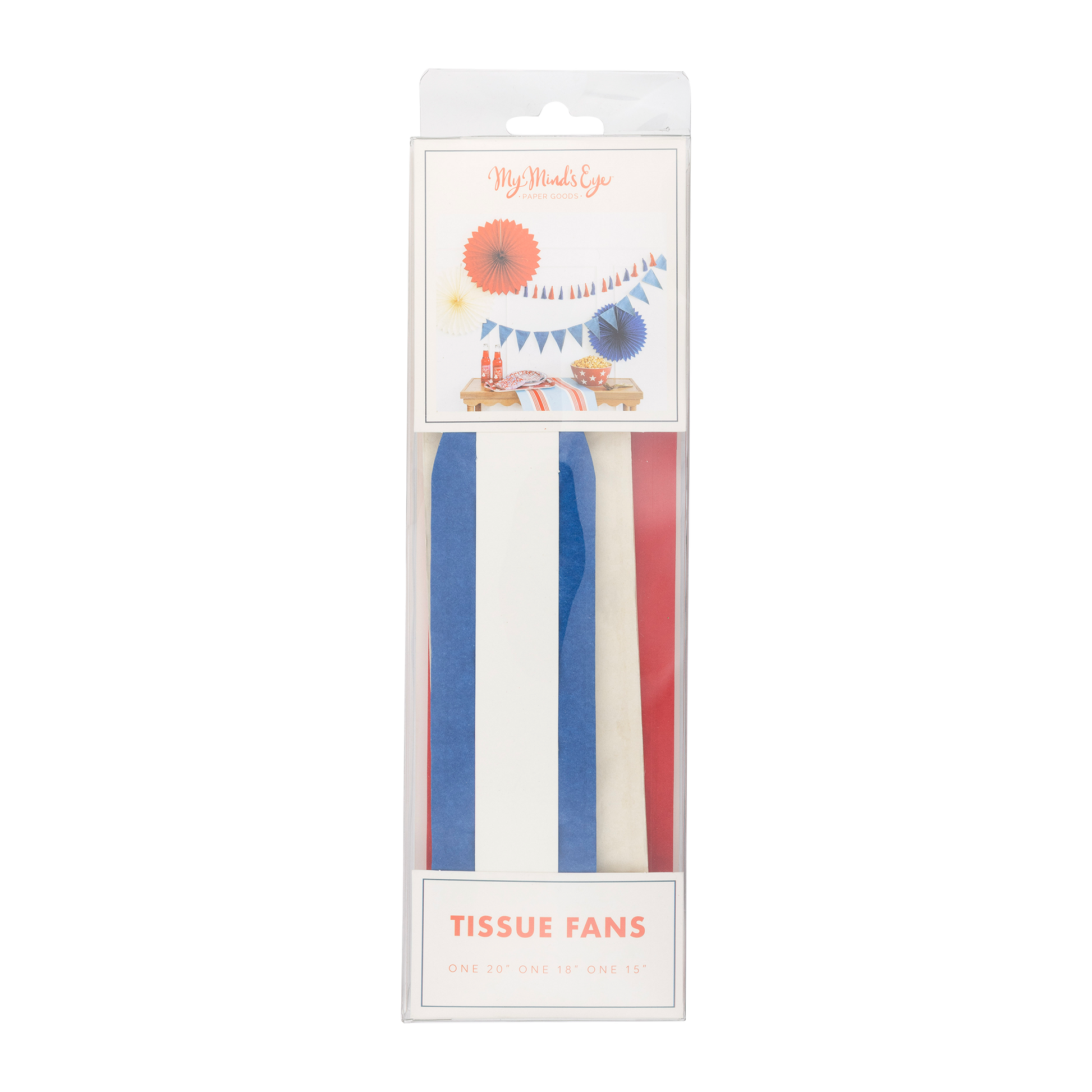  4th of July Decorations 🇺🇸, Patriotic Party Decor 🎉, Red White and Blue Party Fans 🎇, Memorial Day Decor 🎆, Independence Day Decorations 🎈, USA Themed Party Supplies 🎊, Hanging Tissue Fans 🎀, American Flag Party Decor 🎯, Fourth of July BBQ Decor 🍔, Reusable Party Decorations 🏡, "Add a festive touch to your celebration with our Red, White & Blue Tissue Party Fans! 🎉 Perfect for 4th of July, Memorial Day, and patriotic events, these hanging fans come in 20", 18", and 15" sizes for a bold, dynamic
