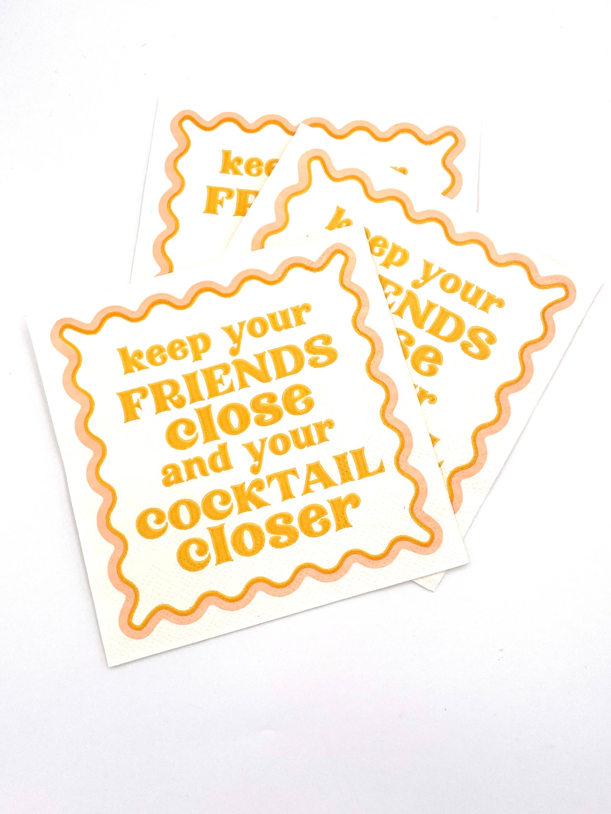 Paper Beverage/Appetizer/Cocktail Napkins/Wine Humor/Disposable Napkins for Parties and Entertainment/Party Supplies, Keep Your Friends Close and Your Cocktail Closer Napkins