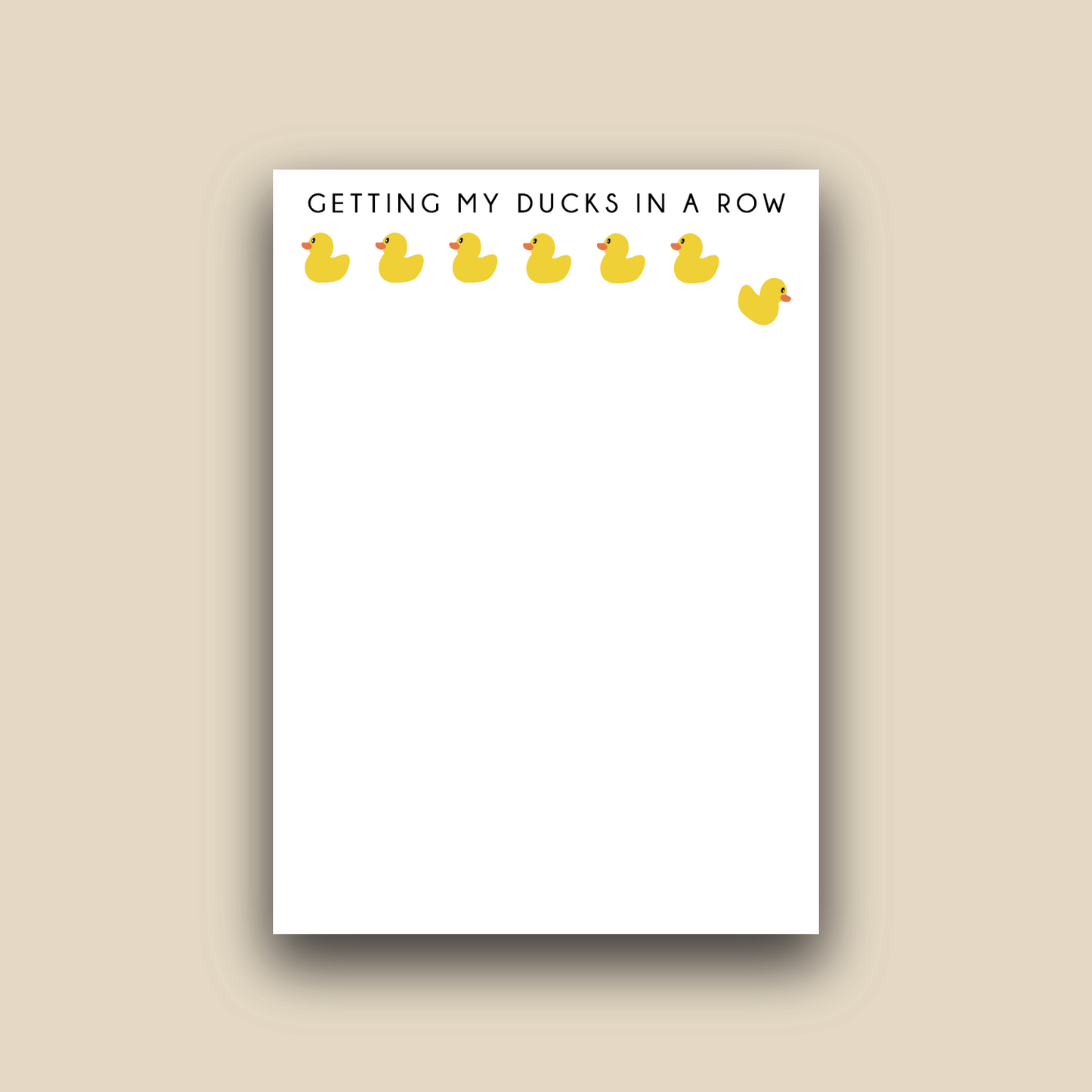 Getting My Ducks in a Row Notepad
Funny Notepad for Moms
Relatable Stationery Gift
Chaos Organizer Notepad
Quirky Desk Accessories
Cute Notepad Gift
Funny Office Supplies
Made in USA Notepad
5x7 Tear-Off Notepad
Gift for Busy Moms
Humorous To-Do List Notepad
Ducks in a Row Gift
Cute Stationery for Friends
Adorable Notepad for Coworkers
Funny Productivity Notepad