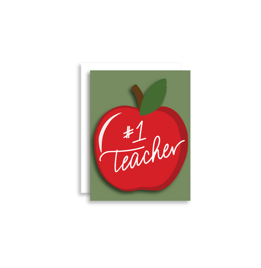 #1 Teacher blank card, teacher gift greeting card