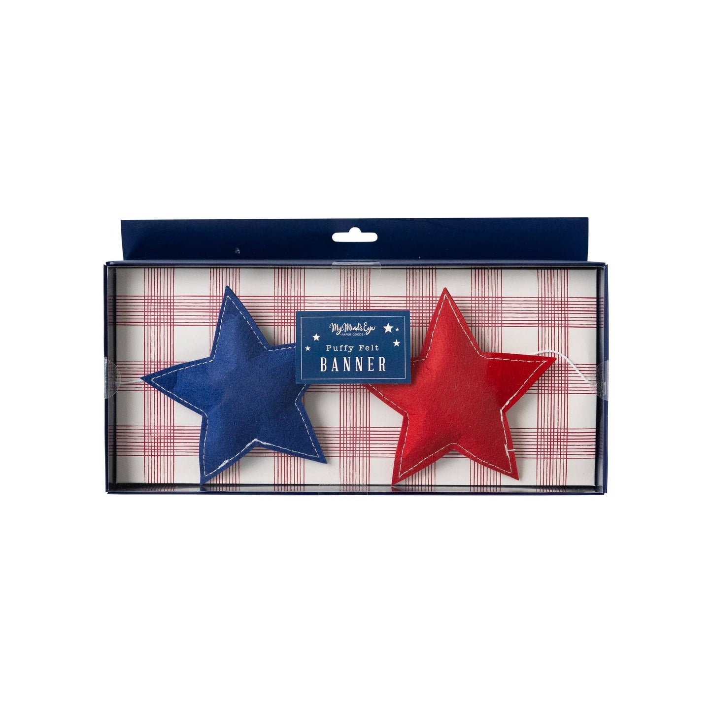 Patriotic Felt Star Banner – Red, White & Blue Puffy Star Garland for 4th of July Decor