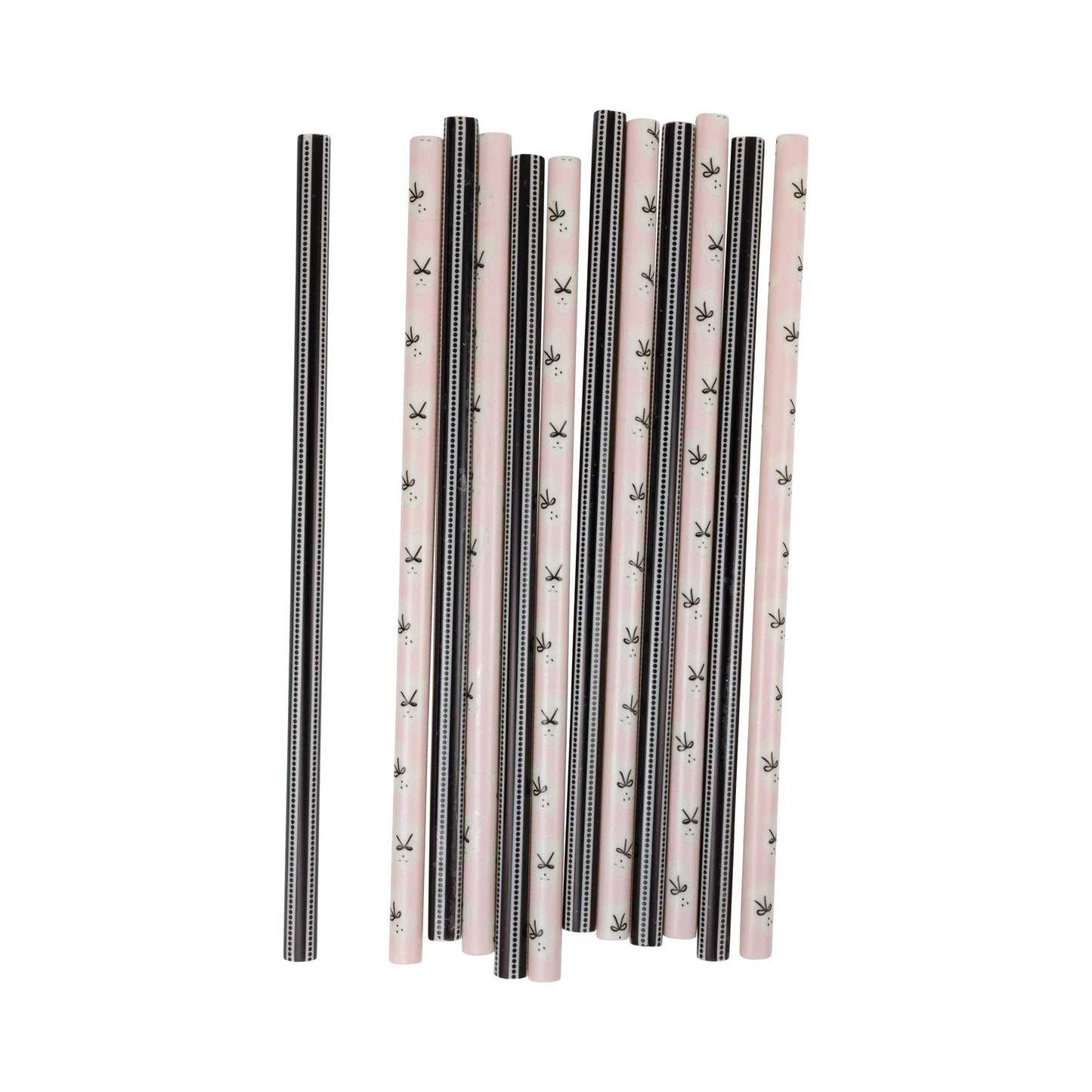Pink & Black Ghosts & Bows Reusable Straws