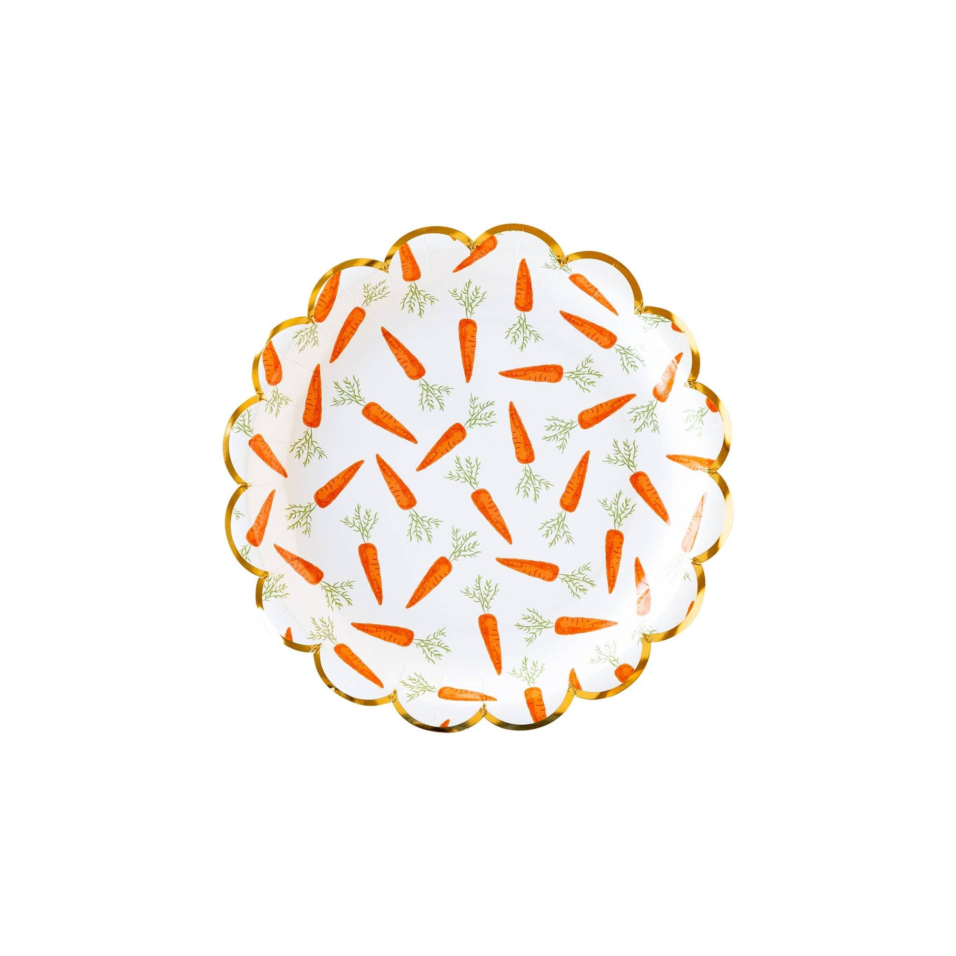 Get ready for an egg-cellent Easter celebration with our Scattered Carrots Plate! These 10" round plates not only have gold foil edging and scallops, but also feature scattered carrots for a fun and festive touch. Perfect for pairing with our Easter Bunny Plates and Blush Napkins, easter party, easter plate, easter bunny plate, easter table, easter decor, easter brunch, easter brunch ideas, easter brunch table, easter dessert plates