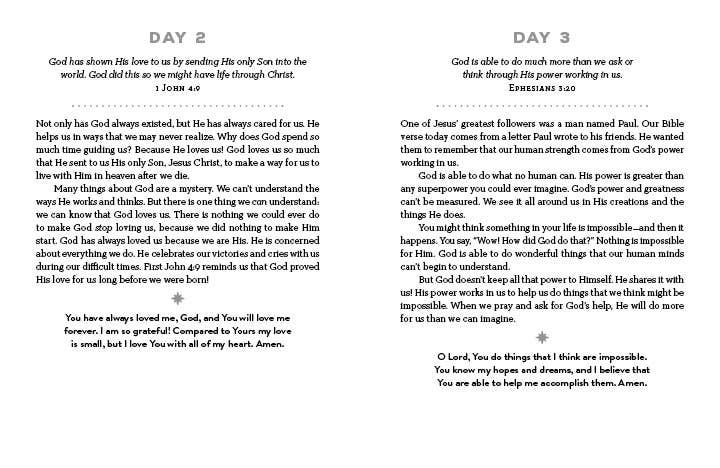 "Faith-based daily devotional for girls ages 8 and up—365 inspiring readings to build spiritual growth and a strong foundation in Christ."
