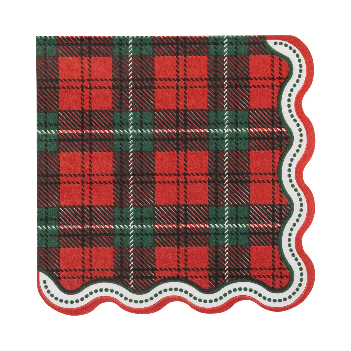Plaid Scalloped Edge Cocktail Napkin