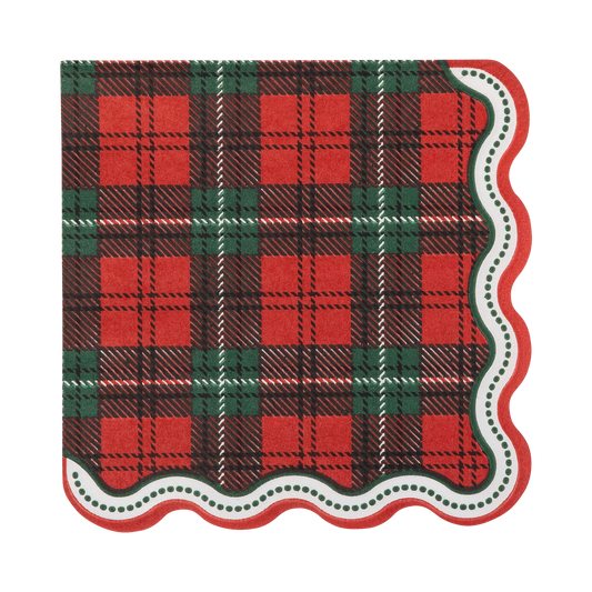 Plaid Scalloped Edge Cocktail Napkin
