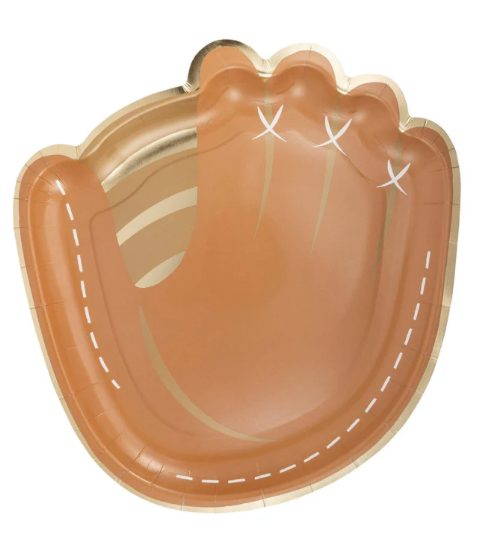 baseball mitt shaped paper plate for party snacks
