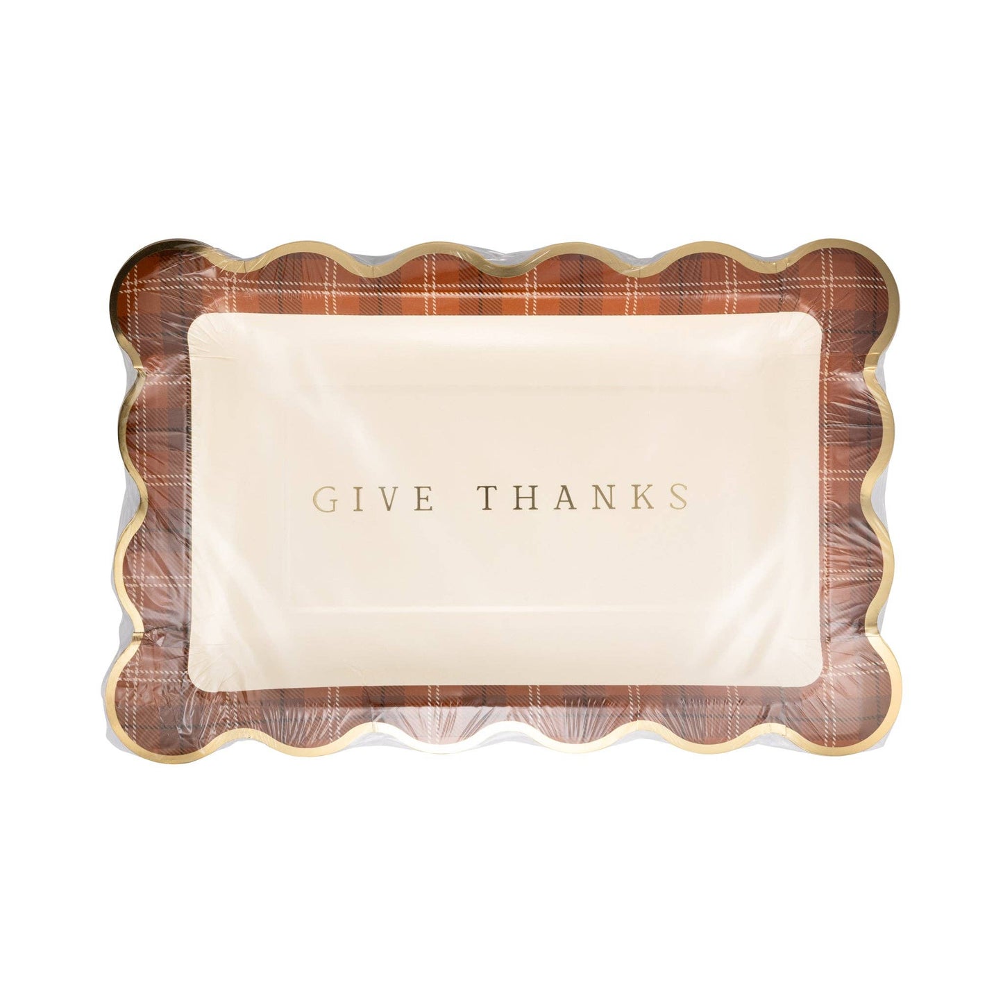Give Thanks & Plaid Thanksgiving Paper Plates – Fall Party Plates, Set of 8