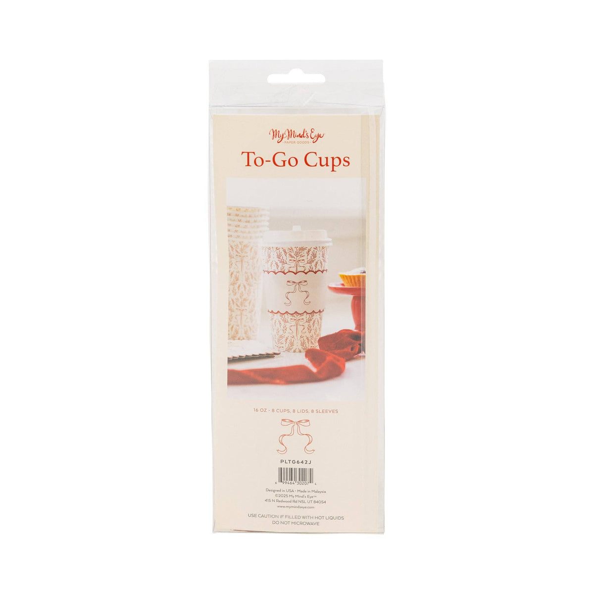 Red Bow Christmas To Go Cups