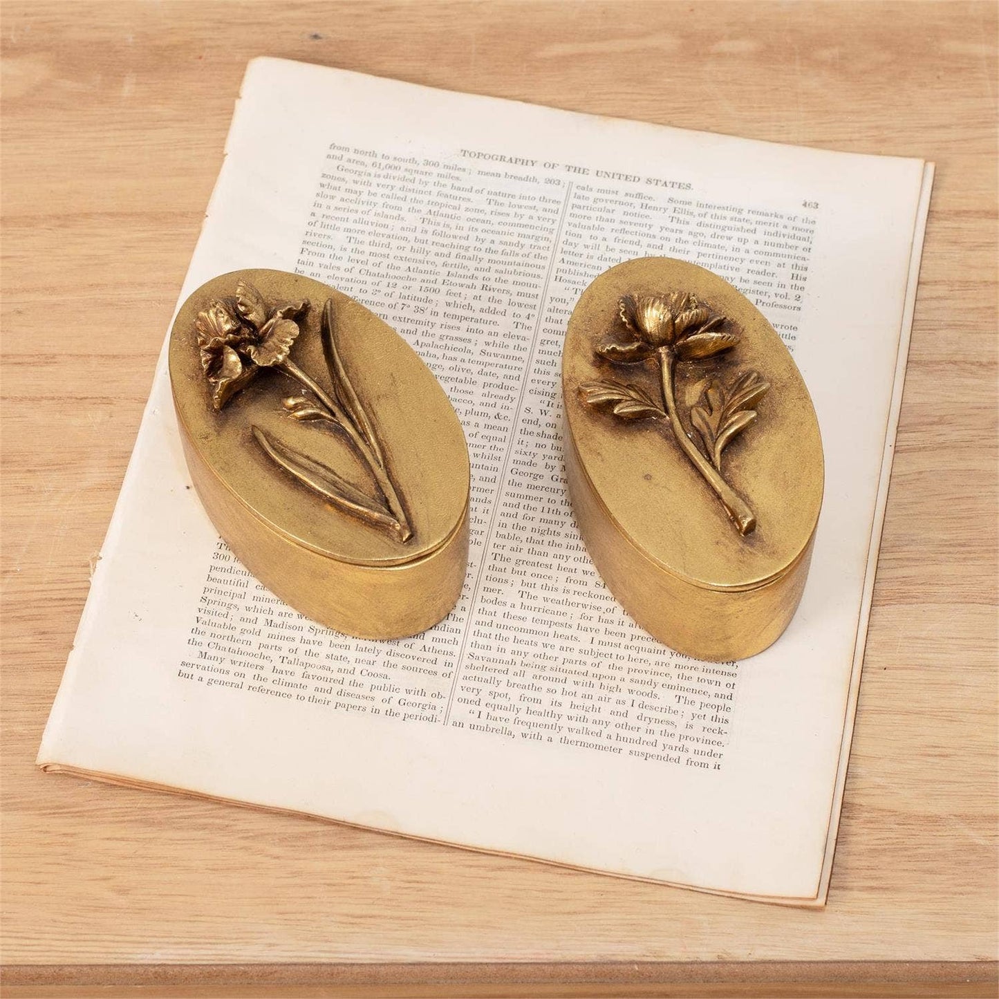 Brass Floral Trinket Box