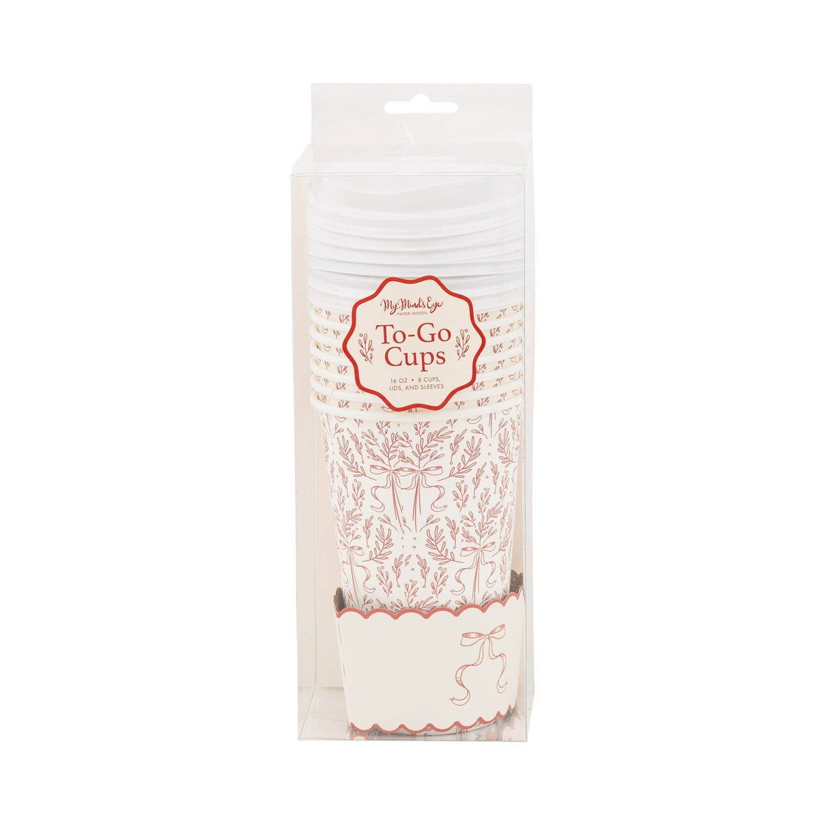Red Bow Christmas To Go Cups