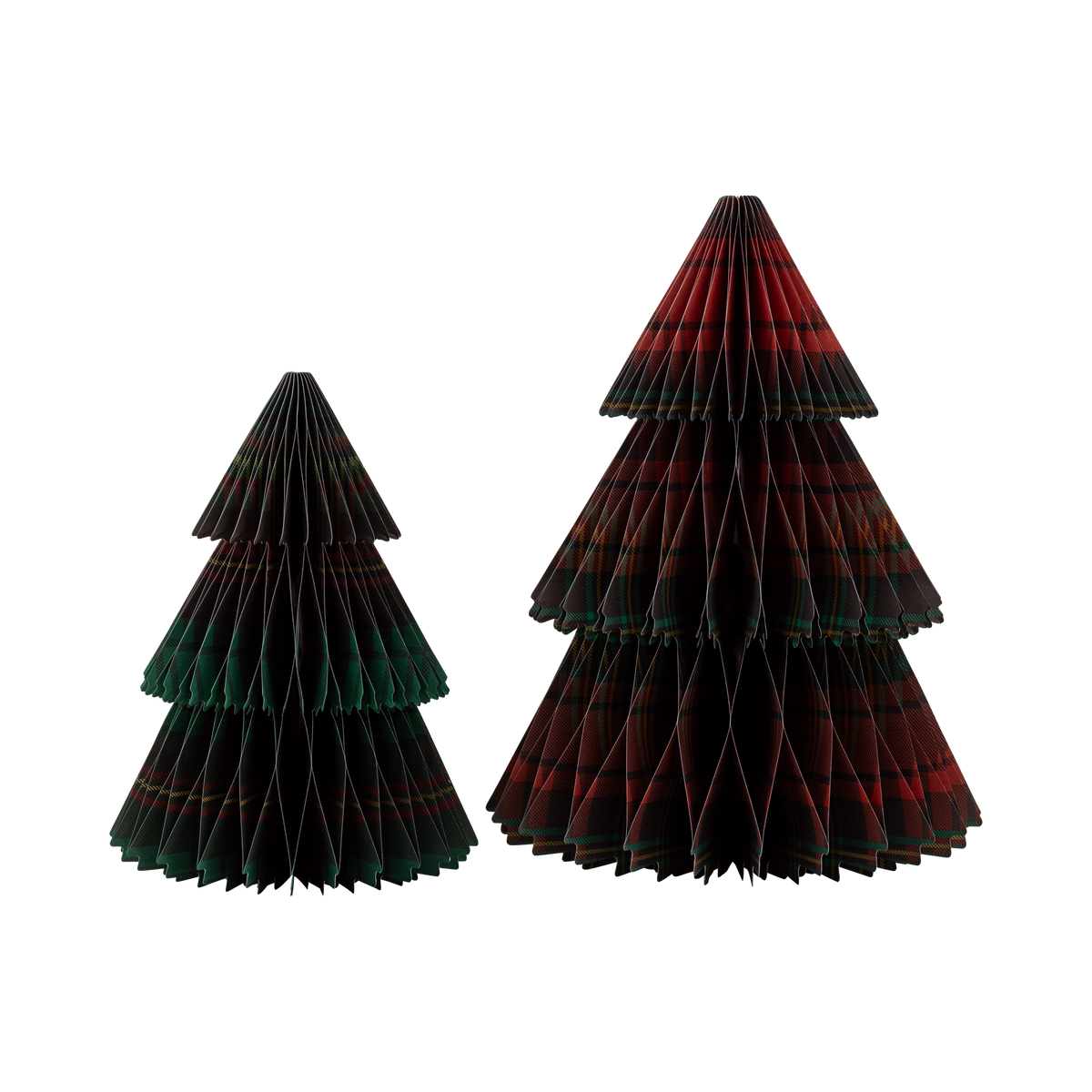 Plaid Honeycomb Paper Christmas Tree Set