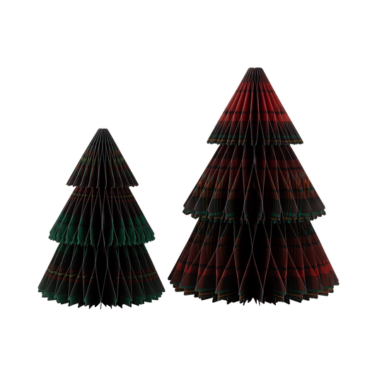 Plaid Honeycomb Paper Christmas Tree Set