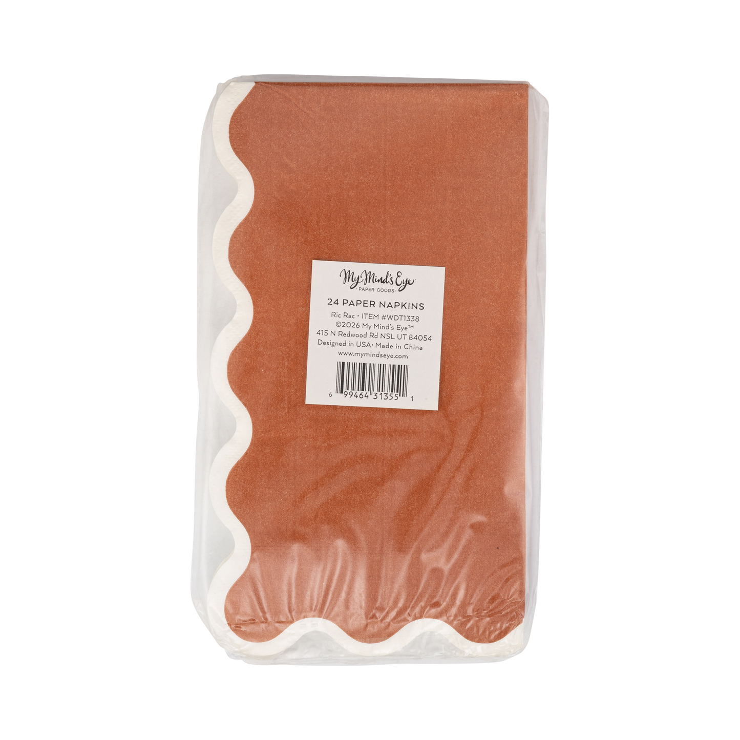 Rust Ric Rac Thanksgiving Dinner Napkins – Fall & Friendsgiving Paper Napkins, Set of 24