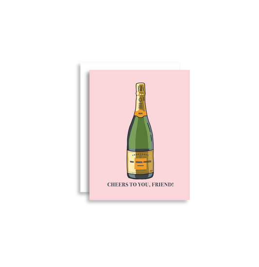 Cheers to You, Friend!' card. This versatile card is suitable for celebrations or simply to show appreciation, making it perfect for any occasion. Measuring 4.25" in height by 5.5" in width, each card provides ample space for your personal message inside. 