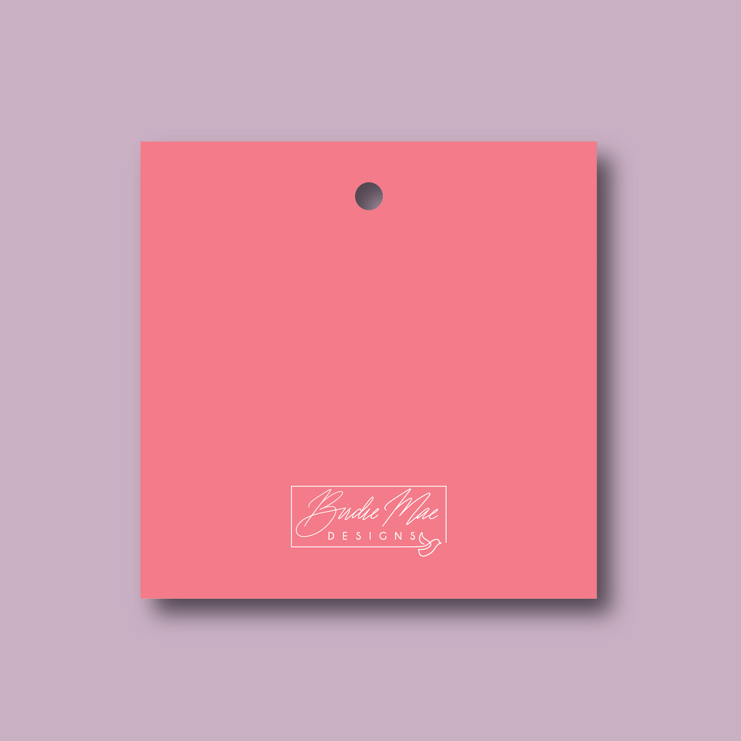 back of personalized pink heart gift tag with logo