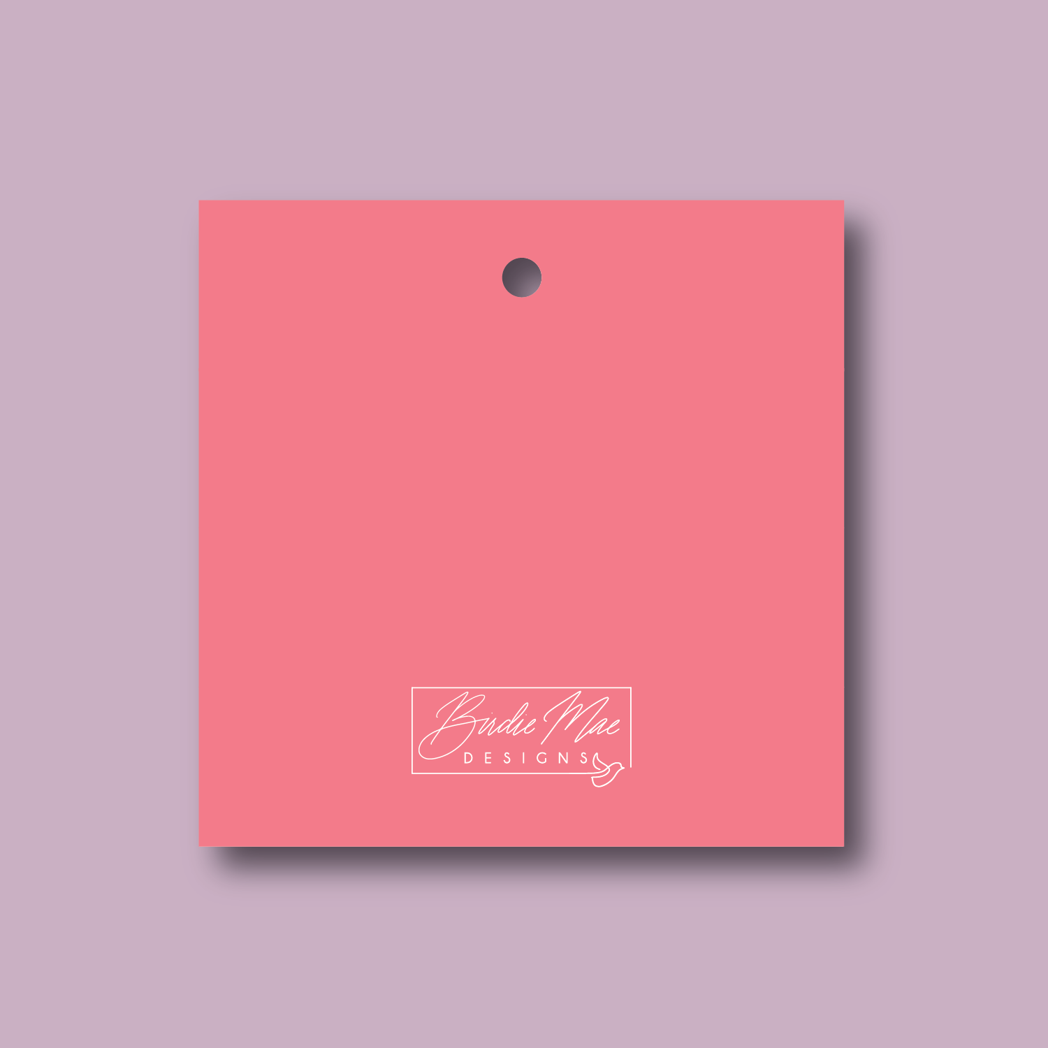 back of personalized pink heart gift tag with logo