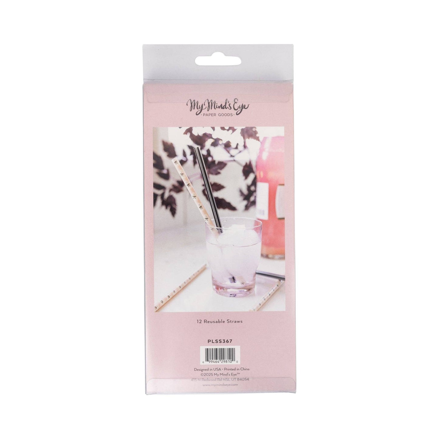 Pink & Black Ghosts & Bows Reusable Straws