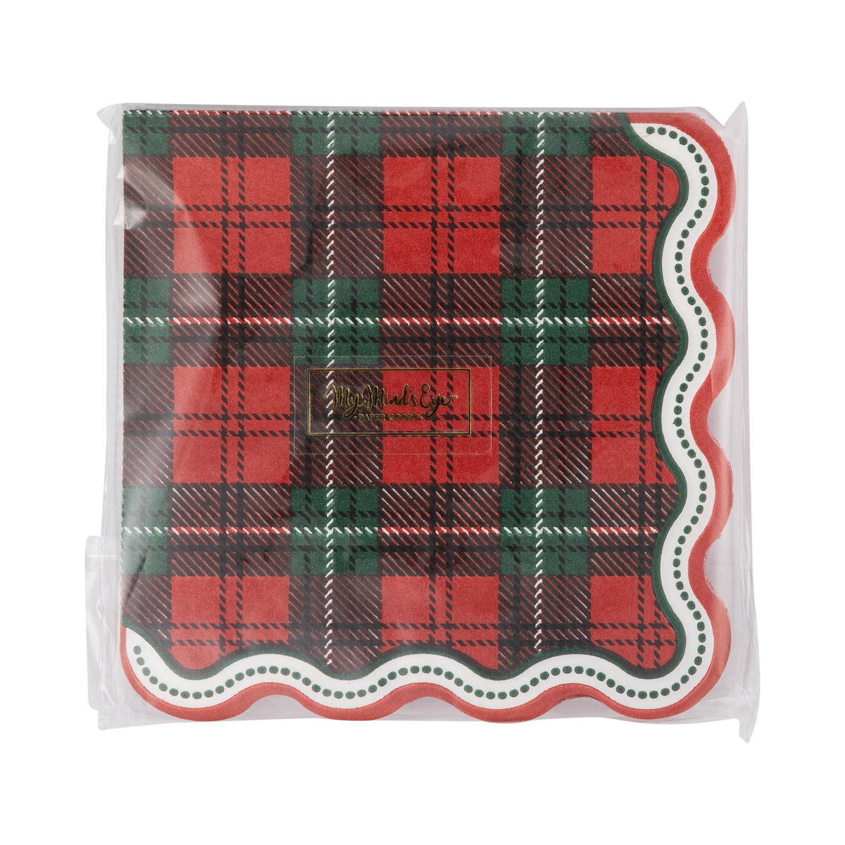 Plaid Scalloped Edge Cocktail Napkin