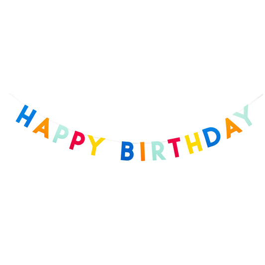 Happy Birthday Felt Banner – Colorful Reusable Birthday Party Garland Decoration