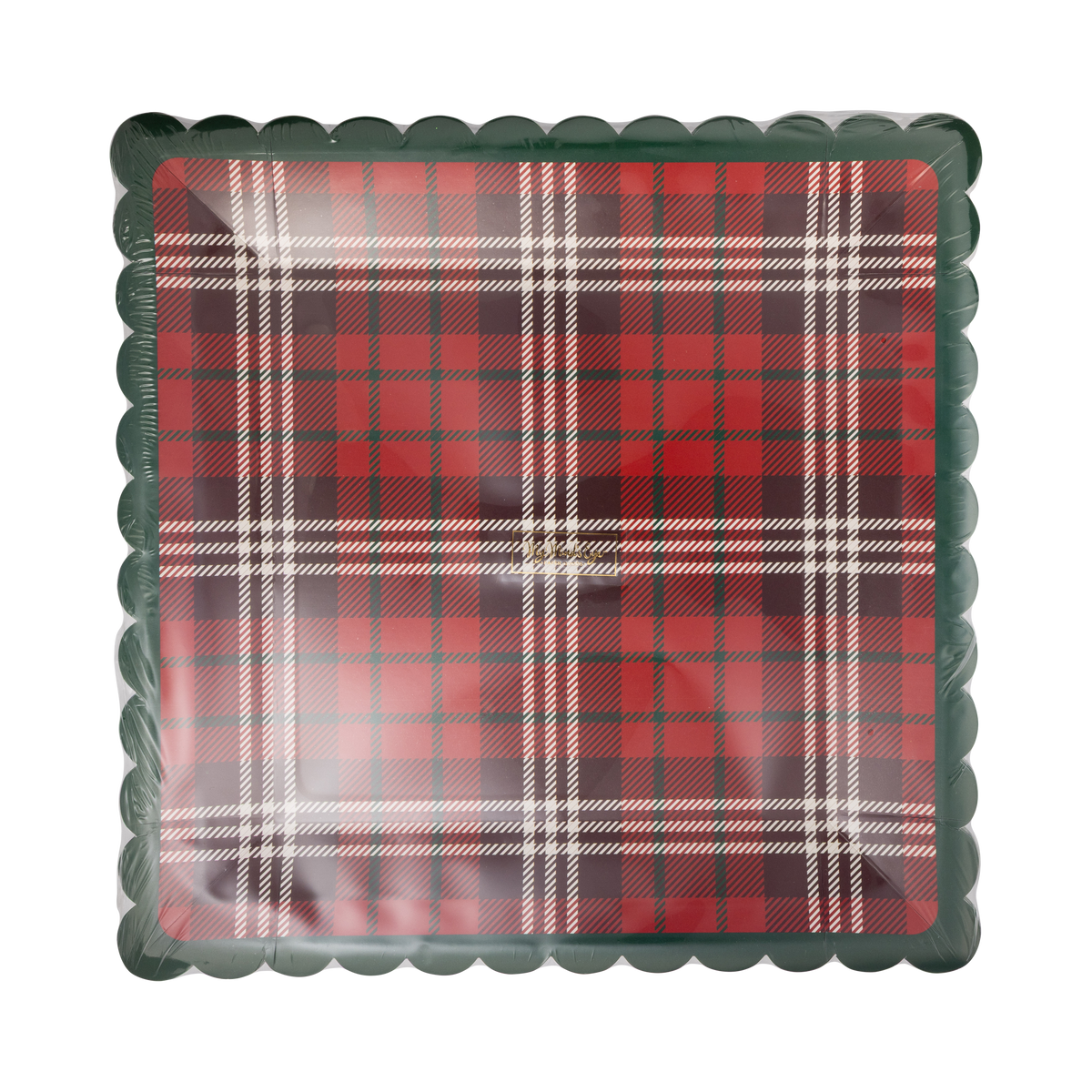 Red and Green Plaid Square Plate