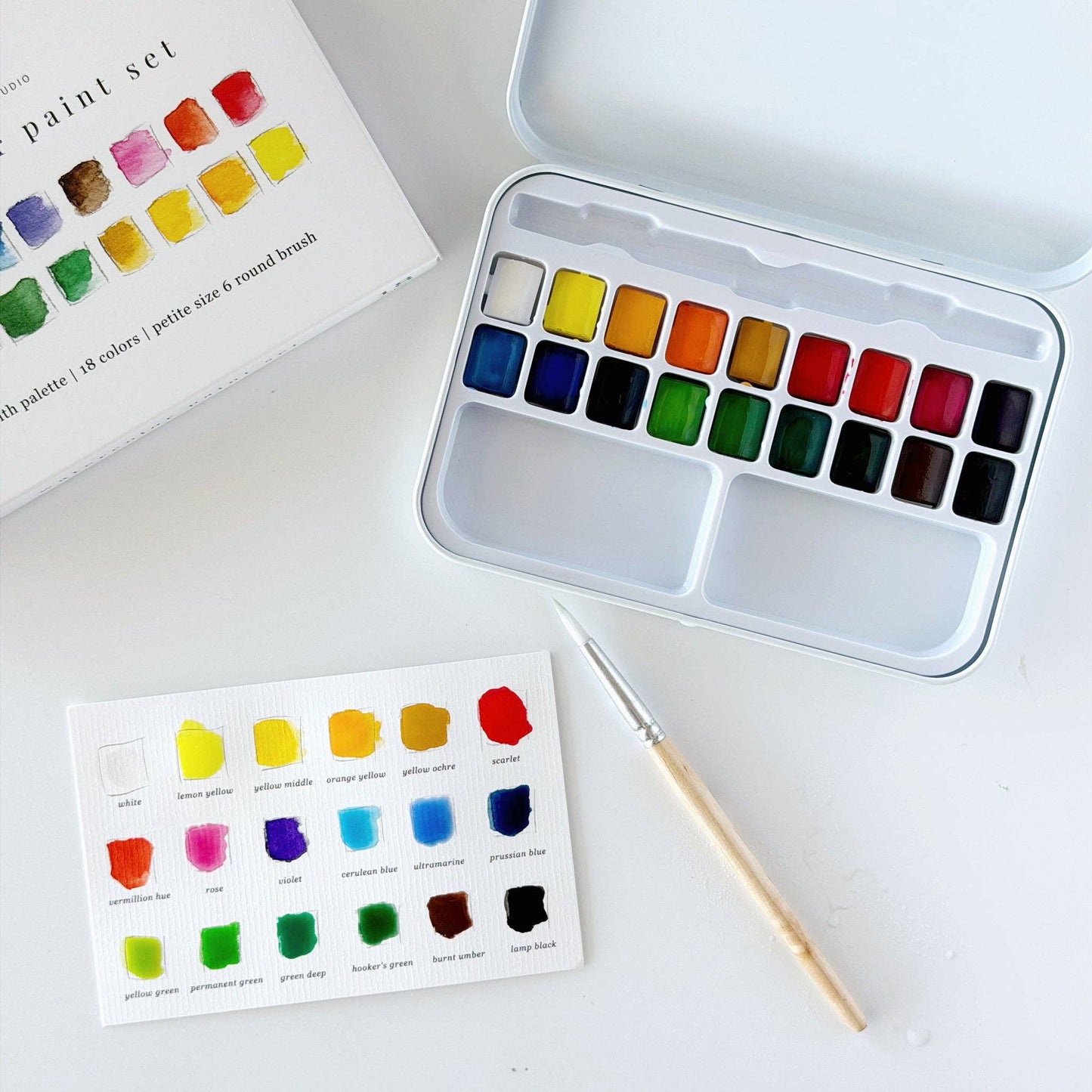 Watercolor Paint Set - 18 Colors with Brush