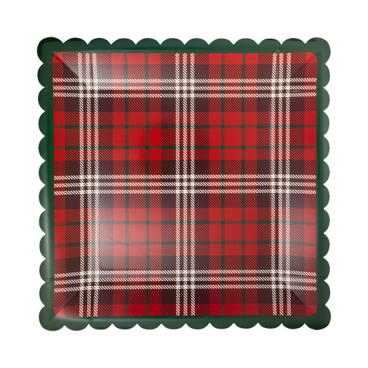 Red and Green Plaid Square Plate