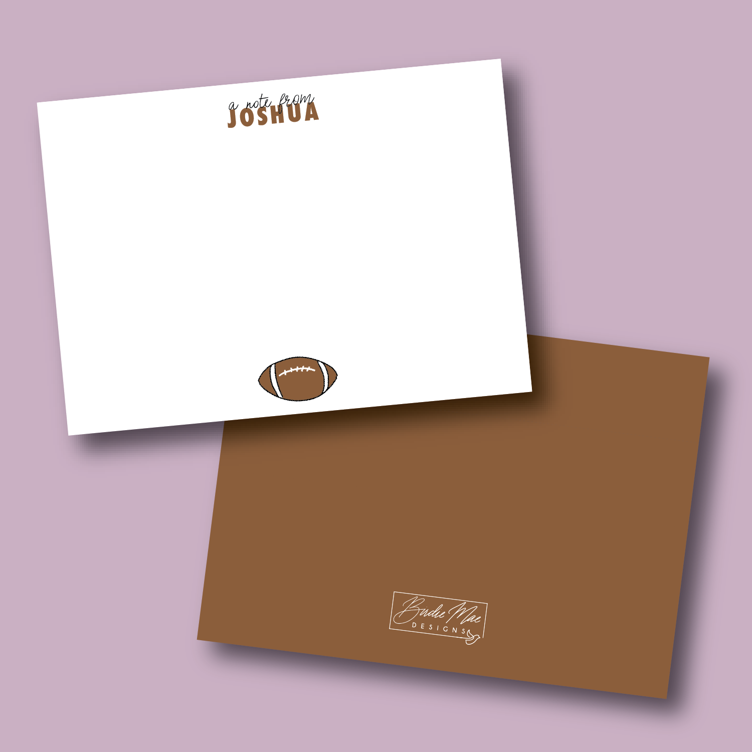 personalized football note card with icon and name Joshua