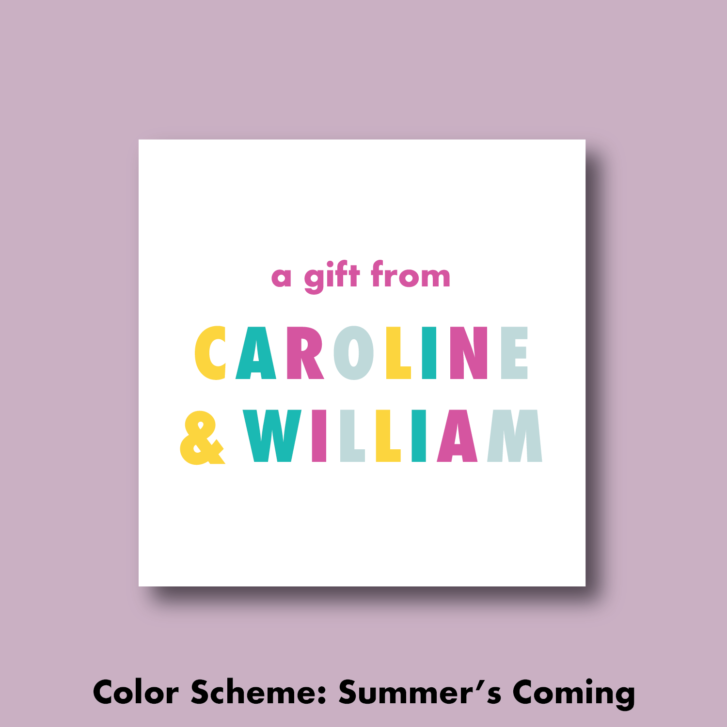summer’s coming color gift tag sticker with names