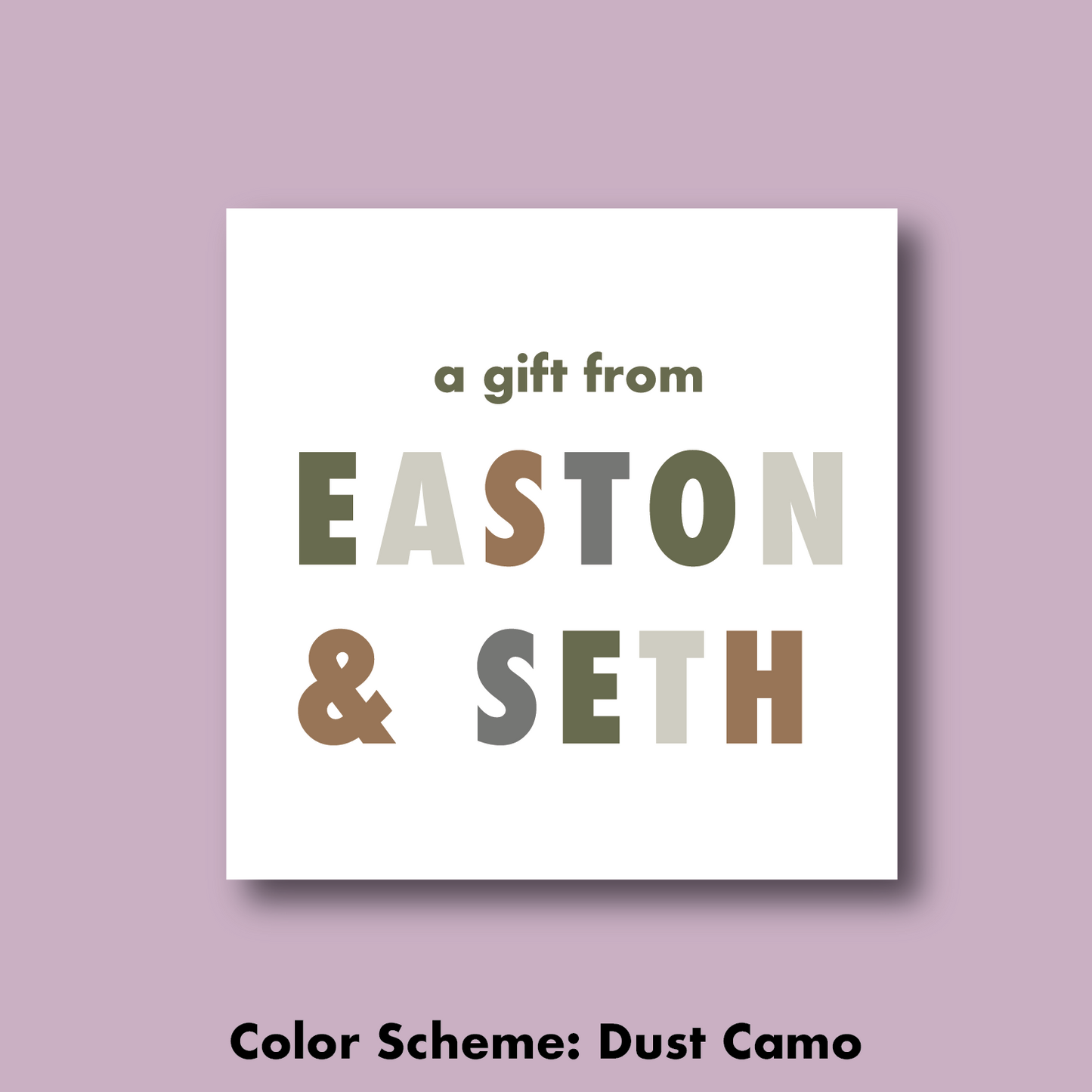 dust camo custom gift tag sticker for boys