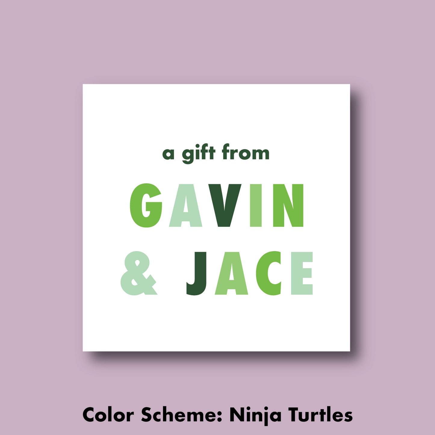 ninja turtle themed green color gift tag sticker