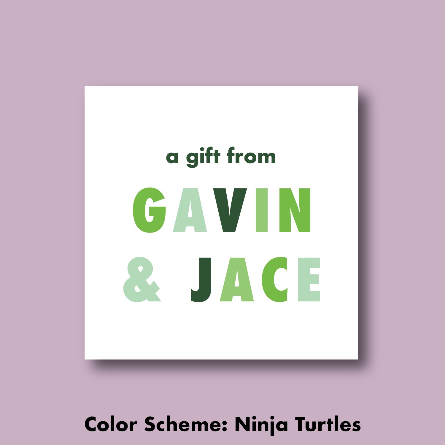 ninja turtle themed green color gift tag sticker