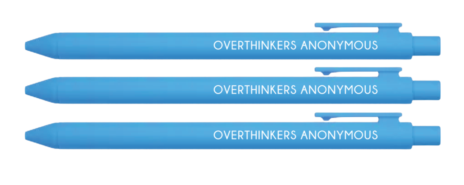 Overthinkers Anonymous Pens
Funny Jotter Pens
Overthinking Gift Ideas
Quirky Office Supplies
Motivational Pen Set
Unique Stationery Gift
Thoughtful Pen Set
Overthinking Stationery
Humor Writing Tools
Personalized Jotter Pens
Gift for Overthinkers
Novelty Desk Accessories
Pen Set for Writers
Office Humor Gift
Creative Writing Pens