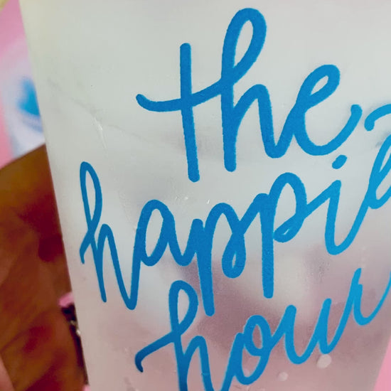 happy hour cups, happiest hour cups, cocktail cups, frostflex cups, acrylic cups, bachelorette party cup, happy hour party cup, bar cart supplies, outdoor party cup, girls trip cup, girls weekend cup, the happiest hour cup