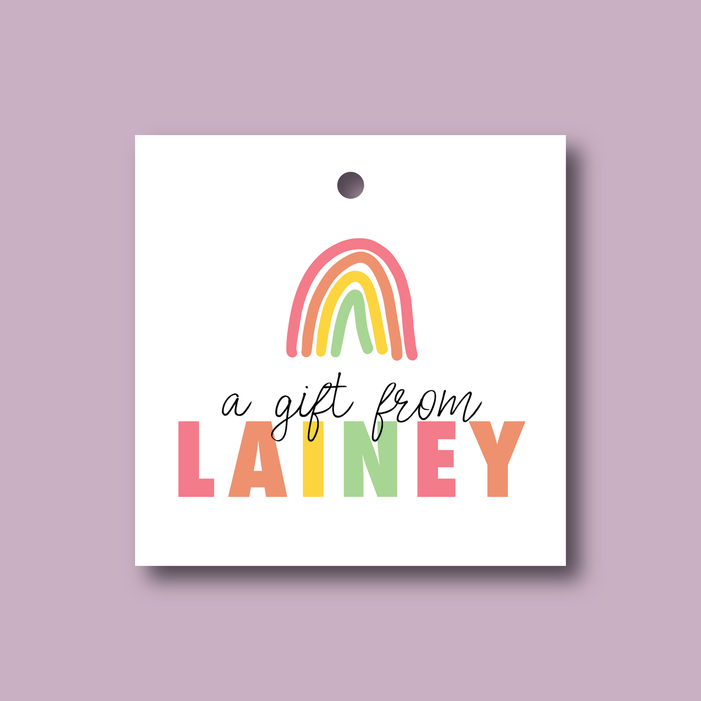 personalized colorful rainbow striped gift tag 