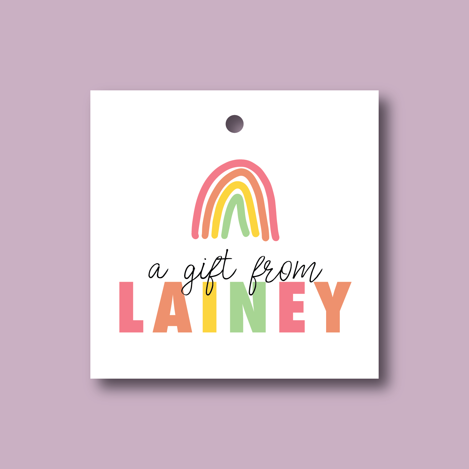 personalized colorful rainbow striped gift tag 
