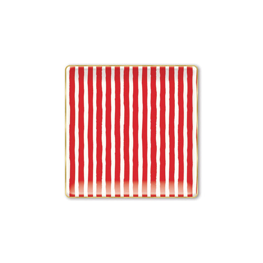 Holly jolly stripes makes these 8 inch party plates perfect to add holiday spirit to the table at your Christmas party