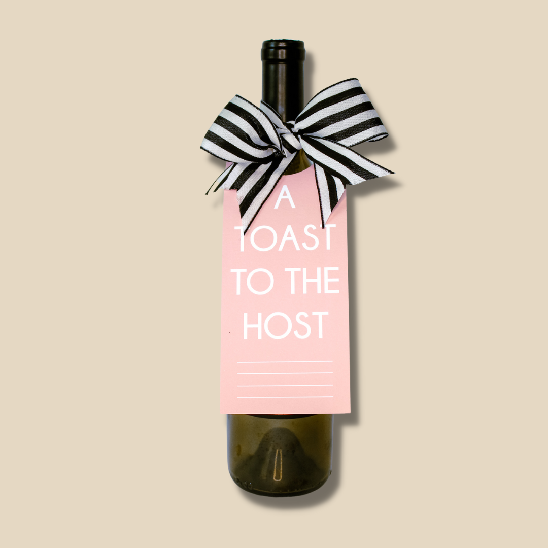 hostess gift with our 'A Toast to the Host' Bottle Neck Gift Tags