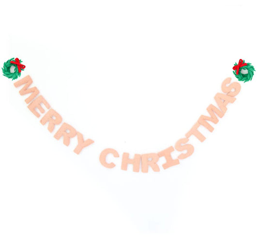 Merry Christmas Pink Felt Garland
